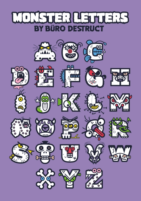 Monster Letters ABC poster 70x100cm