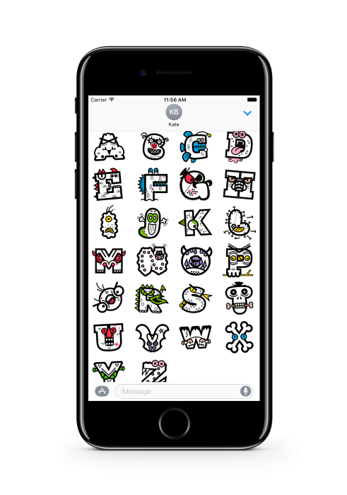 Monster Letters animated sticker pack for iOS iMessage