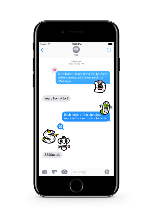 Monster Letters animated sticker app for iMessage