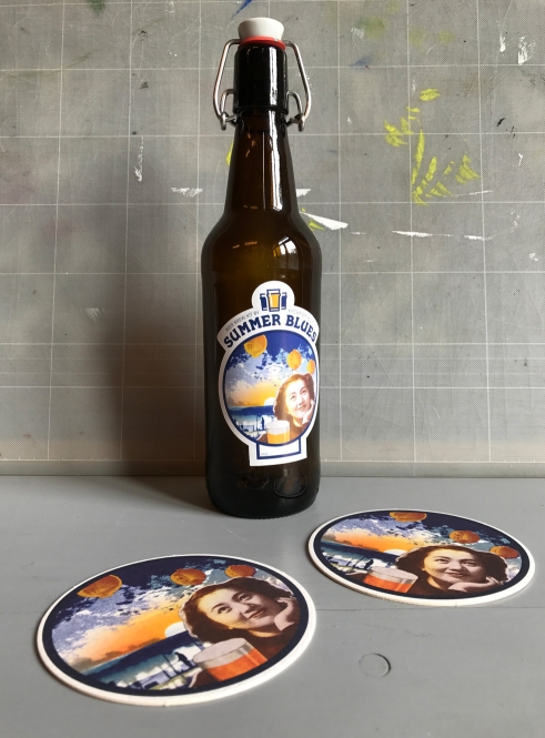 Beer Brew bottle sticker and beermat