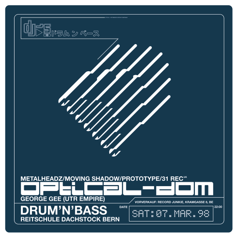 DJs Optical Dom dj set poster and flyer 1998