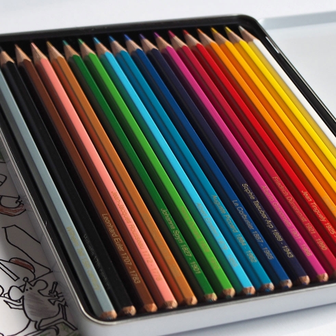 Swiss Coloring Book crayons