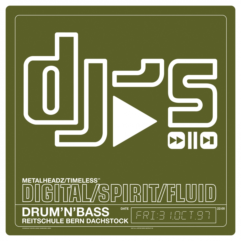 DJs Digital Spirit Fluid dj set poster and flyer 1997