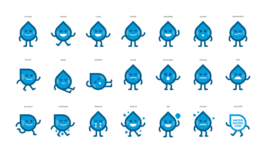 Droppy character mimics and gestures