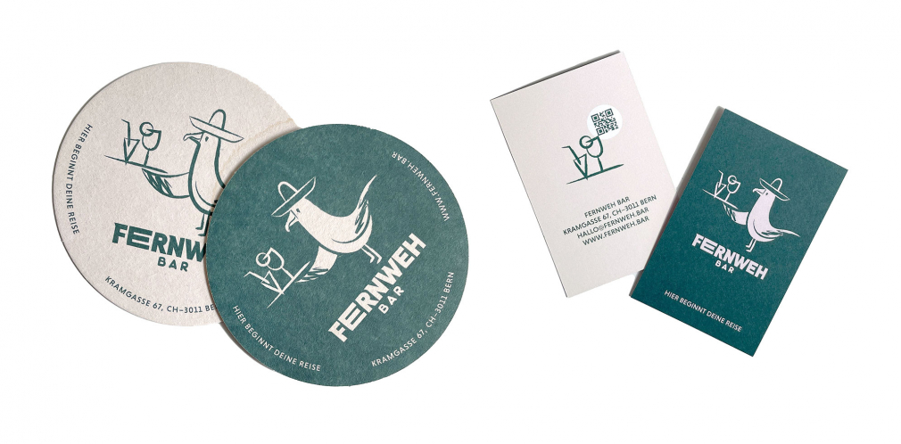 Fernweh Bar beermat and businesscard