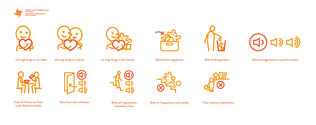  Mütter- & Väterberatung house rules icon set